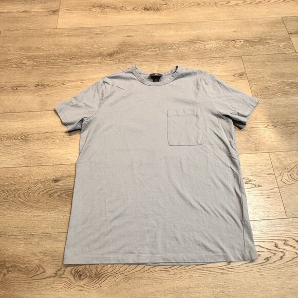 H&M TShirt Mens Size Medium M Gray Striped Crew‎ Neck Casual Basic Tee - Picture 1 of 5